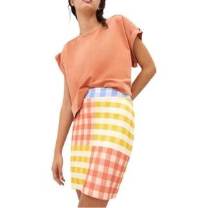 Farm Rio Gingham Plaid Multi Colorful Checkered Women's Skirt Linen XS
